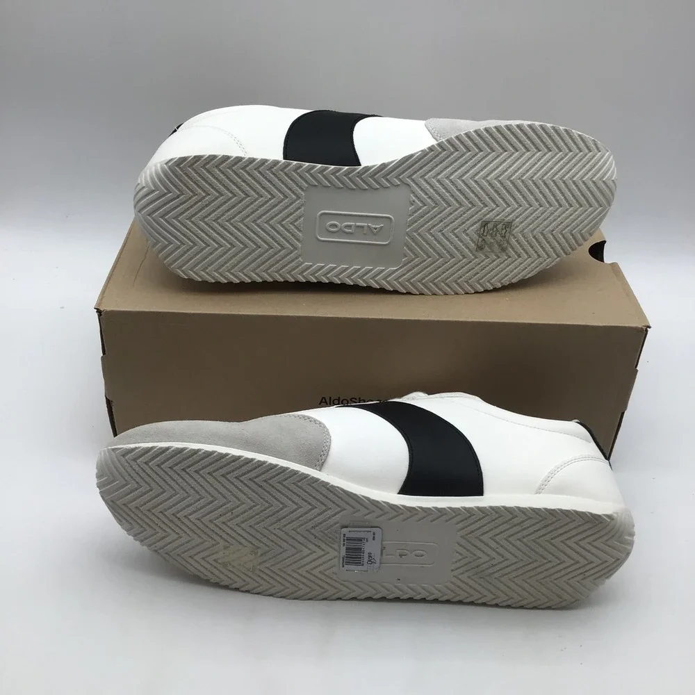 Aldo Nathaniell-100 Mens Sneakers White Black Low‎ Top Trainers Size 13 NEW